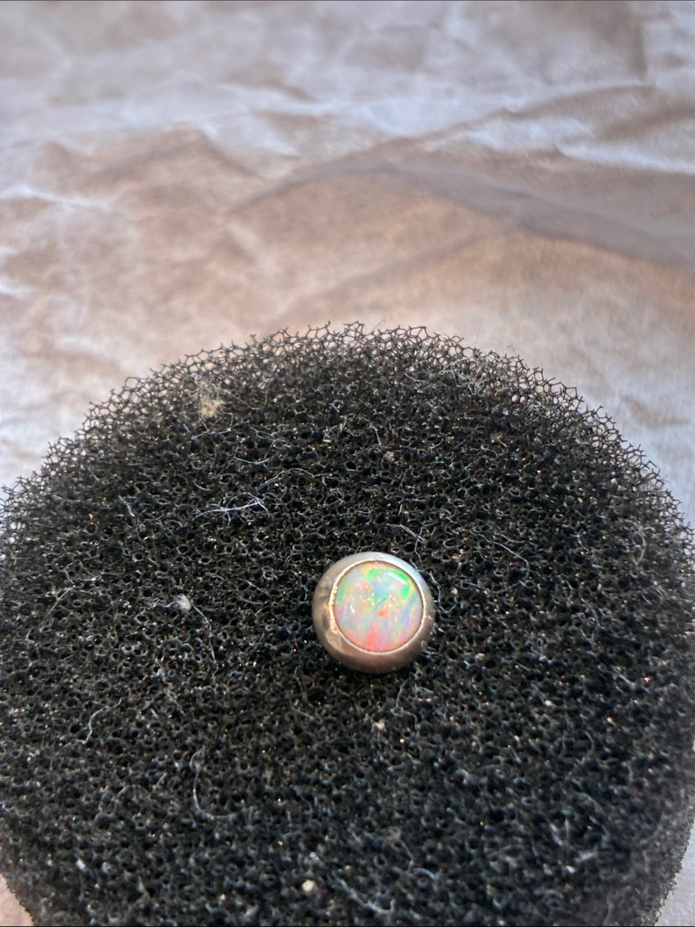 Single 10K Opal Cabochon Earring  Lots of Flash!